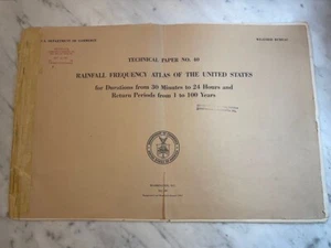 U.S. Dept of Commerce Rainfall Frequency Atlas of the U.S. 1961 Reprinted 1963 - Imagen 1 de 11