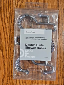 Made By Design Rust Proof Double Glide Shower Hooks Satin Chrome Finish 12 Count - Bild 1 von 6
