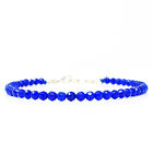 26 Cts Earth Mined 7" Long Blue Onyx Round Cut Beads Bracelet Jewelry Jk 28e270