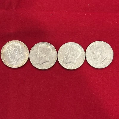 Lote de 4 monedas de medio dólar Kennedy 1965-P, 1966-P, 1968-D, 1969-D 40 % plata  Foto 1 de 4