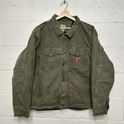 Chaqueta Berwick Carhartt de Lona Forrada de Vellón "Verde Musgo" 101230-301 Para Hombre XL Foto 1 de 4