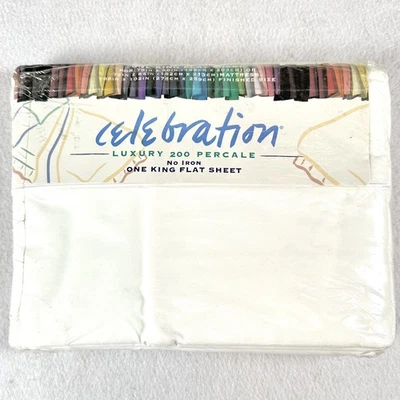 Sábana bajera plana Westpoint Stevens de colección blanca king hecha en EE. UU. percal sin hierro nueva en stock Foto 1 de 4