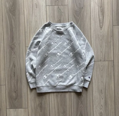 Детский серый свитер Champion размер большой с принтом круглый вырез пуловер для мальчиков - Изображение 1 из 4