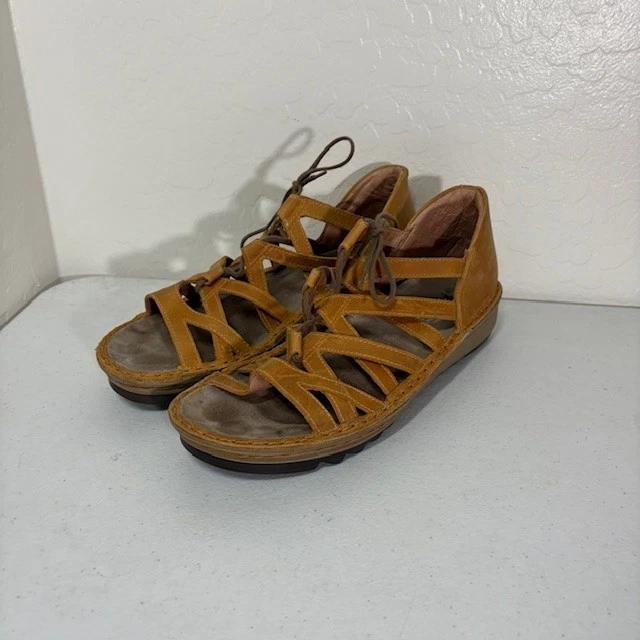 Zapatos Naot Mujer Talla 40 Cuero Marrón Sandalias Gladiador Con Cordones Cómodas Milenrama Foto 1 de 4