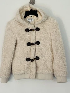 COFFEE SHOP KIDS Girls Faux Sherpa Fleece Hooded Coat Zip Size 10 cream/beige - Picture 1 of 12