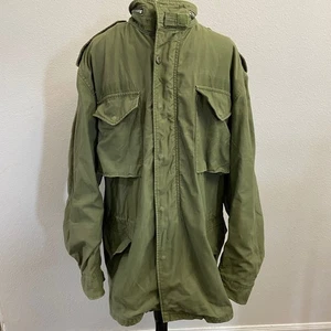 Vintage Men's M-65 US Army Field Coat w/ Hood Military Sateen OG 107 Long Large - Picture 1 of 15