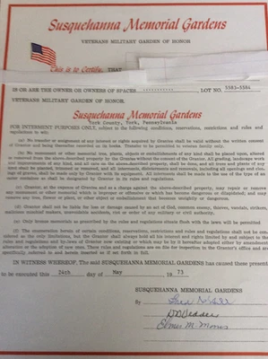 2 parcelas funerarias Sección de Veteranos de Susquehanna Memorial Gardens. Valor de $6,180 Foto 1 de 4