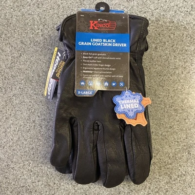 Luva de trabalho de inverno masculina Kinco XL grão integral pele de cabra isolamento térmico 93HK-XL - Imagem 1 de 4