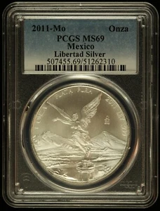 2011 Mo Mexico Libertad Silver Onza PCGS MS 69 - Picture 1 of 2