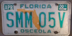 FLORIDA LICENSE PLATE PRE-OWNED METAL VINTAGE SMM 05V COLLECTOR WALL ART AUTO - Picture 1 of 8