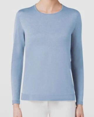 $1290 Top Akris Punto Mujer Azul Calibre Fino Cachemira Seda Sin Costuras Italia Talla 2 Foto 1 de 2