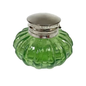 Vintage Antique Style Green Glass Inkwell Bottle ink - Picture 1 of 6