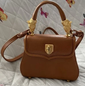 VICENZA Cuero Tostado Caballo Ecuestre Vintage Cartera Bolso de Mano DOS VÍAS - Imagen 1 de 15