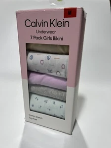 Calvin Klein Girls’ Bikini Underwear Cotton Stretch Tag-Free, 7-pack Medium - Picture 1 of 3