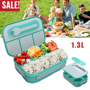 1.3L Lunch Box Kids Adults Picnic Bento Storage Box w/ 4 Compartments Leak-proof - Picture 1 of 8