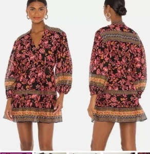 Alice + Olivia Dress Size 4 Sedona Mandarin Collar Fall Black Floral Mini - Picture 1 of 12