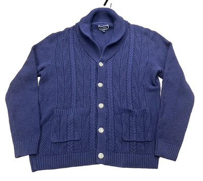 Cárdigan Club Room Suéter Chal Cuello Hombres Talla Mediana Azul Tejido Abuelo Maduro Foto 1 de 4