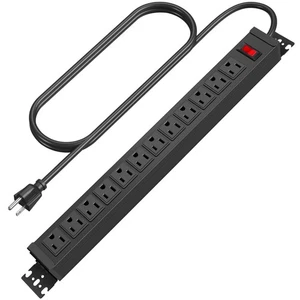 Rotating Mountable Power Strip, 12 Outlet Wall Mount Surge Protector, Metal H... - Picture 1 of 7