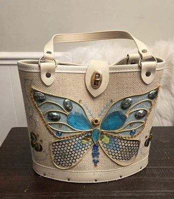 Винтажный середины века Enid Collins стиль бабочка Дамская сумка сумочка 9,5 × 8 - Изображение 1 из 4