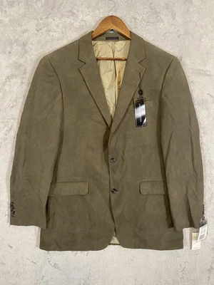 NWT Andrew Fezza Blazer Mens 42L Sage Green Faux Suede Twill 2 Button Career - Image 1 of 4