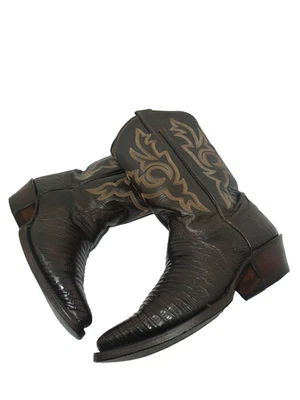Botas de Vaquera Para Mujer 6.5B Teju Lagarto Punta "Marrón Oscuro Exótico" EE. UU. Foto 1 de 4