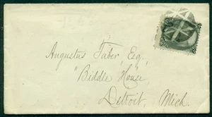 Años 1860, Mich geométrica elegante cancelación corbatas 2 ¢ parrilla Jackson (#87) para cubrir, - Imagen 1 de 1