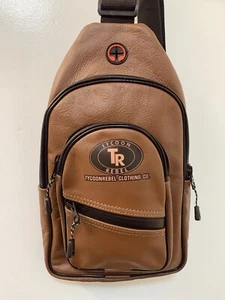 Tycoonrebel Leather TYCOON LOGO Crossbody Bag Messenger Sling Bag Light Brown - Picture 1 of 12