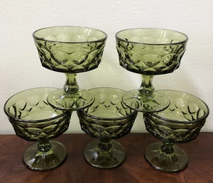 VTG Noritake Perspective Avocado Green Champagne Desert Glasses 4” Set Of 5 NEW - Picture 1 of 10