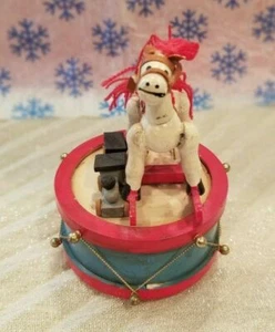 Enesco Christmas Toyland Rocking Horse 1979 Vintage Revolving Holiday Music Box - Picture 1 of 7