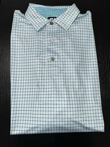 FootJoy Polo Shirt Mens XL White Blue Striped Casual Golf Performance Stretch - Picture 1 of 3