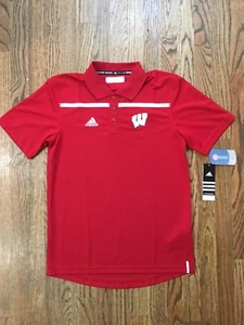 New NWT S/S Wisconsin Badgers Coaches Polo Style Shirt Mens Size S Small Crimson - Picture 1 of 9