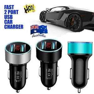 Fast Charge 3.0 Car Charger 2 USB Ports Power Adapter Cigarette Lighter Socket H - Picture 1 of 18