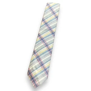 Corbata vintage Boston Traders a cuadros pastel rosa azul amarillo colorido resorte - Imagen 1 de 4