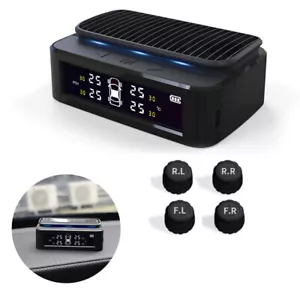 Solar TPMS Wireless Car Tire Pressure Monitor Gauge + External Sensor Auto Parts - Picture 1 of 12
