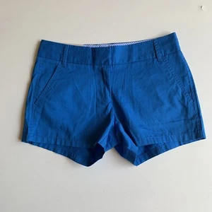 Damen J.Crew Neu mit Etikett flache Vorderseite blau gebrochen in Chino Short City Fit Größe 0 adrett - Bild 1 von 4