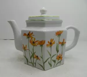 The Toscany Collection Teapot Black Eyed Susans~Hexagon Shaped Made in Taiwan - Picture 1 of 13