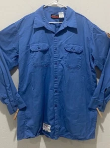 Men's Bulwork Flame Resistant Shirt Size XXL Button Down Long Sleeve Blue EUC - Picture 1 of 7