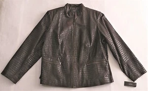 Chaqueta/abrigo Alfani de cuero genuino marrón chocolate, cremallera completa, forrado para mujer 2X - Imagen 1 de 15