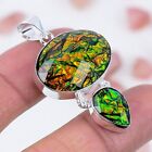 Dichroic Glass Art Piece 925 Silver Plated Handmade Pendant of 1.81" Ethnic