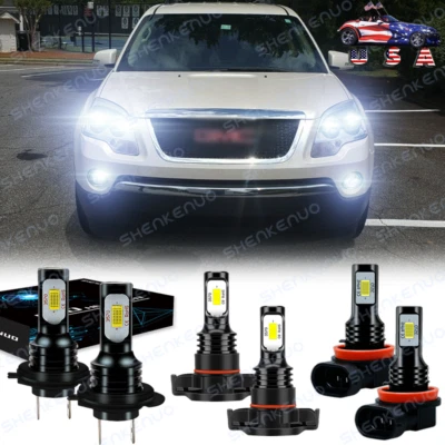 Para GMC Acadia 2007 2008 2009 - 2011 2012 6X Faro LED + Bombillas Antiniebla H&L Foto 1 de 4