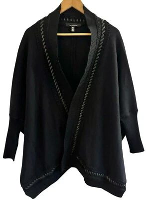 White House Black Market Black Wool Blend Open Front Oversize Shrug Coatigan-M/L - Image 1 of 4