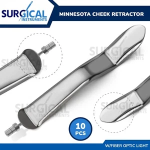 10 Pcs Minnesota Cheek Retractor W/Fiber Optic Light Output Dental German Grade - Picture 1 of 7