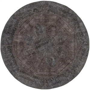 Patchwork Ø: 155 CM Handwoven Perserteppich-Orient, Round, Vintage, Rug, Grey - Picture 1 of 10