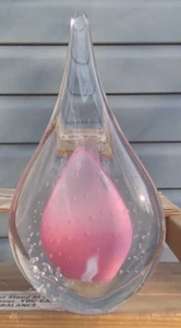 (MP) Pisapapeles Marian Pyrcak Vidrio Soplado Lágrima Sommerso Rosa Polonia - Imagen 1 de 4