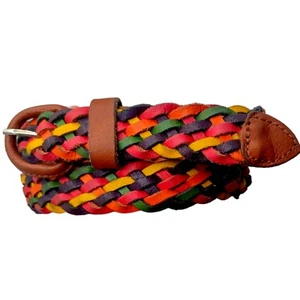 Capezio Colorful Genuine Leather Braided Woven Belt Women's Size S/M 1"W x 37"L - Picture 1 of 15