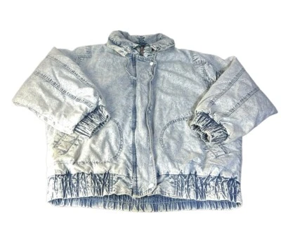 Vintage Gitano Outerwear Size Large Retro Zip Azid Wash Jacket Puffer Denim - Image 1 of 4