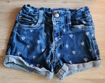 Girl's Calvin Klein Cutoff Jean Shorts 4T Adjustable with Hearts CK - Image 1 of 4