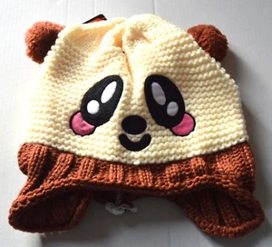 NUEVO Niños Marrón Ojos de Cachorro Tejido Sombrero Animal con Pom Invierno - Imagen 1 de 2