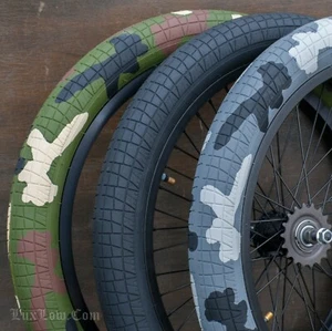 20"x2.40" Park Street BMX Bike TIRES Snow Wood Green Camouflage Cruiser Bicycle - Picture 1 of 24