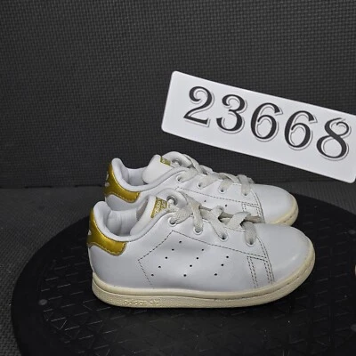 Adidas Stan Smith Zapatos Niño Pequeño Talla 7 Blanco Dorado Entrenadores Tenis Foto 1 de 4